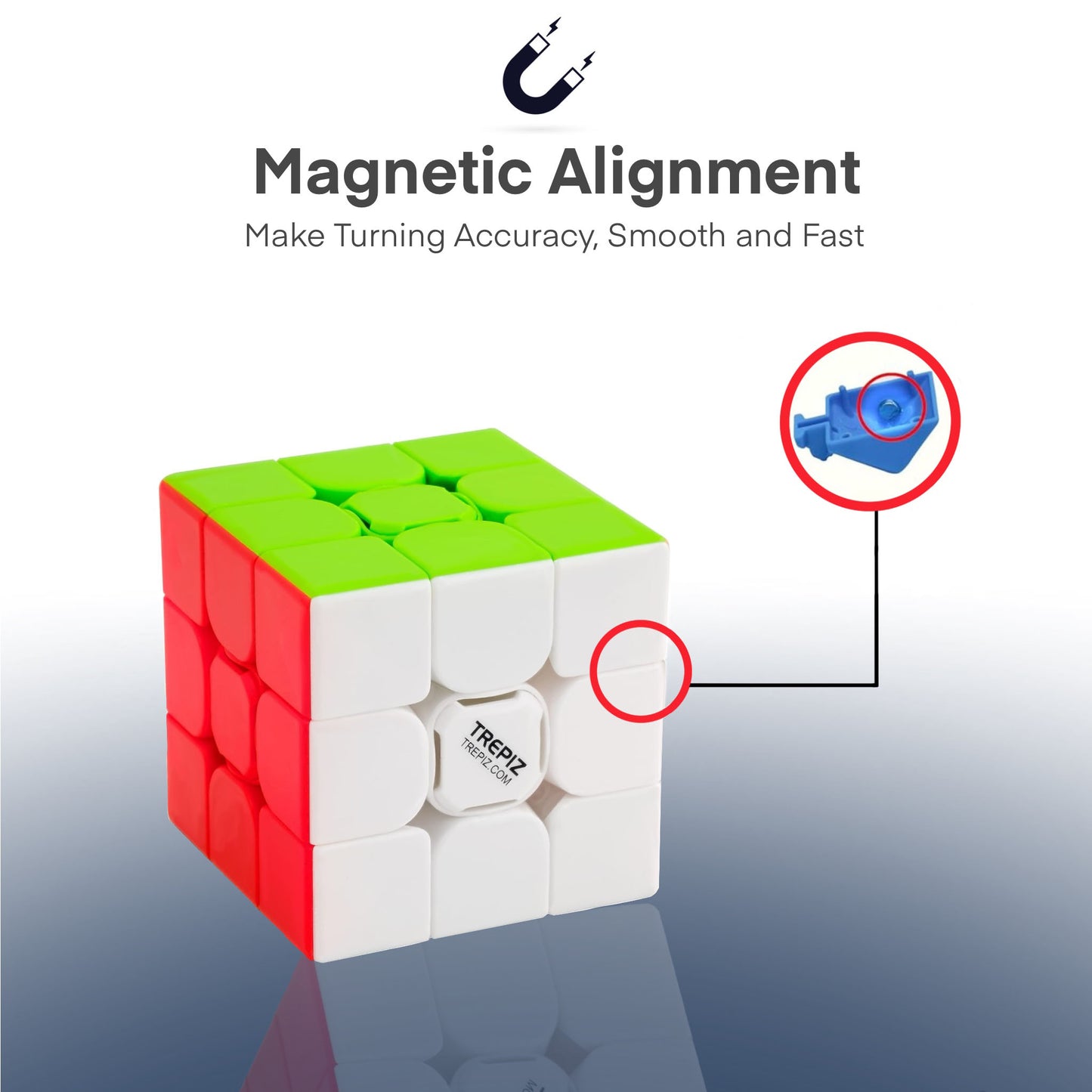 Magnetic Speed Cube 3x3 - Buttery Smooth, Ultra Durable Magic Cube with Bright Colorful Stickerless Tiles